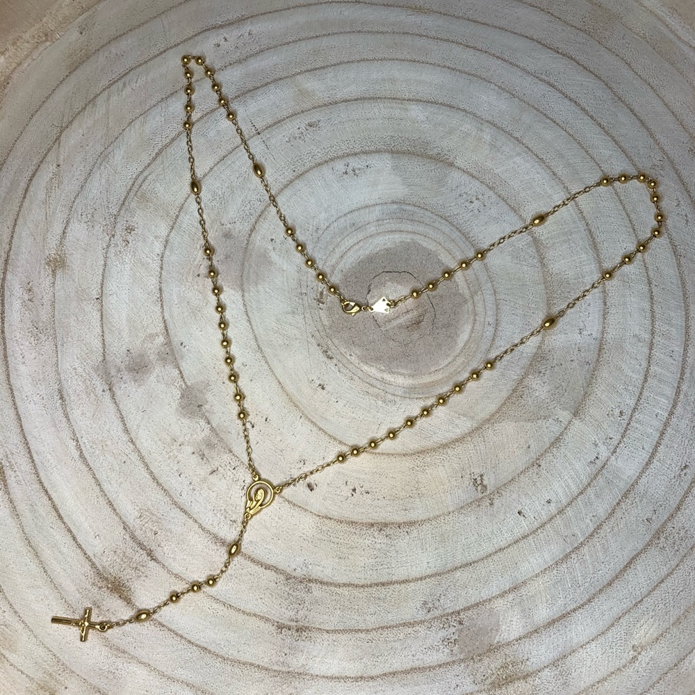 18kt gold plated rosary necklace
